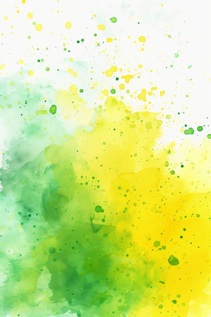 Soft Pastel Watercolor Splash, Abstract Green & Yellow Textureの素材