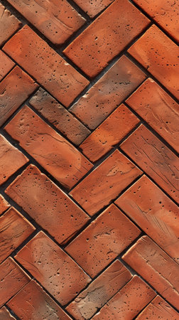 Detailed Terracotta Herringbone Floor Pattern for Seamless Backgroundsの素材