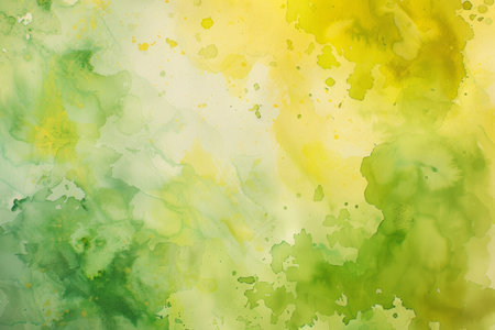 Soft Pastel Watercolor Splash, Abstract Green & Yellow Textureの素材