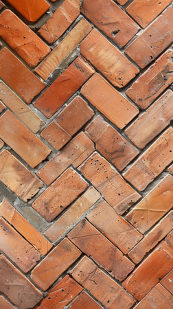 Detailed Terracotta Herringbone Floor Pattern for Seamless Backgroundsの素材