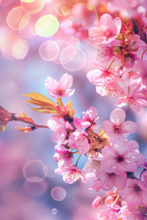Soft Spring Glow, Pink Blossoms and Bokeh Delightの素材
