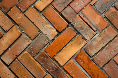 Terracotta Herringbone Pattern, Close-Up Texture Backgroundの素材