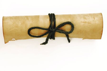 old rolled paper isolated on white background 