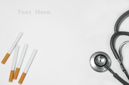 stethoscope and Cigarette for background の写真素材