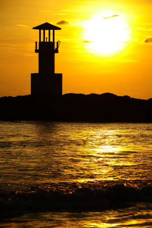 lighthouse in sunset の写真素材