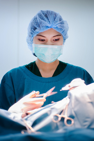 Portrait of veterinarian surgeons in operating roomの写真素材