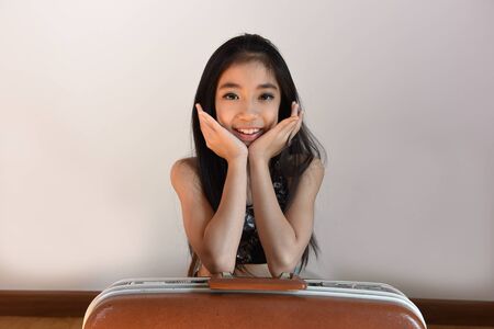 A portrait of a smiling adorable little girl.の写真素材