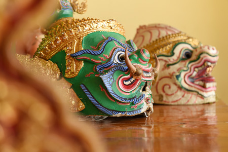 Hua Khon (Thai Traditional Mask) Used in Khon - Thai traditional dance of the Ramayana Epic Sagaの写真素材
