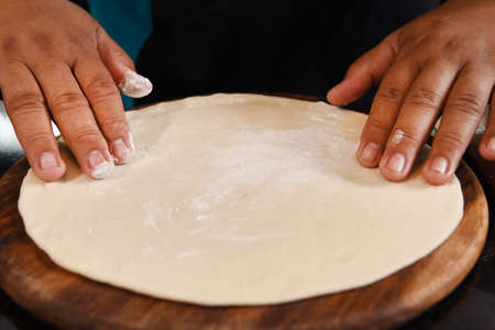 Chef Preparing pizza doughの写真素材