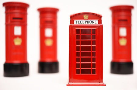 London postbox and telephone boxの写真素材
