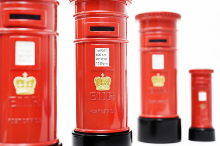 London postbox isolated on white backgroundの写真素材