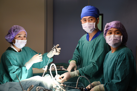 group of veterinarian surgery in operation roomの写真素材