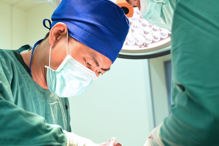 two veterinarian surgeons in operating room