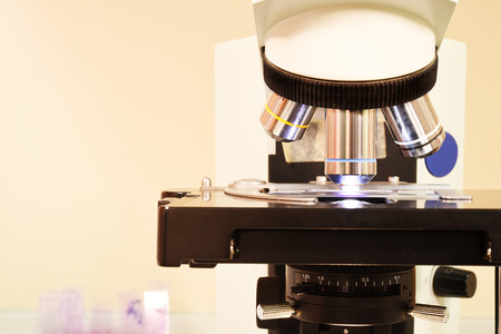 close up shot of microscope at the blood laboratory