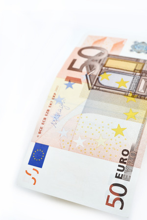 Fifty Euro isolated on white background.