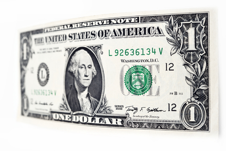 One dollars bill isolated on white background