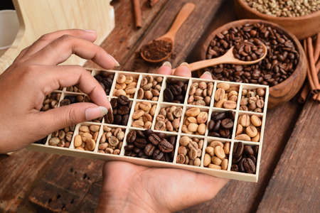 Freshly coffee beans in  bowl for backgroundの写真素材
