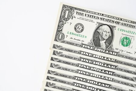 close up of banknote isolated on white background