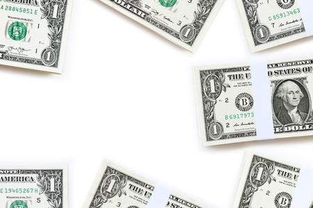 close up of banknote isolated on white backgroundの写真素材