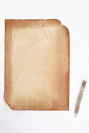 old papers texture and wood pencil isolated on white backgroundの写真素材
