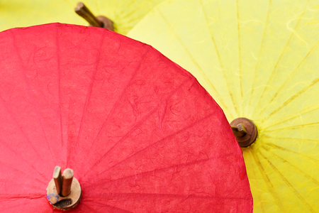 Thai northern umbrellas handmade for backgroundの写真素材