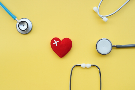 Red heart with stethoscope for backgroundの写真素材