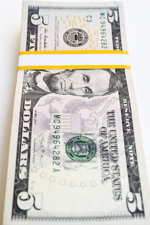 close up of banknote isolated on white background