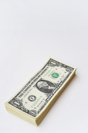close up of banknote isolated on white backgroundの写真素材
