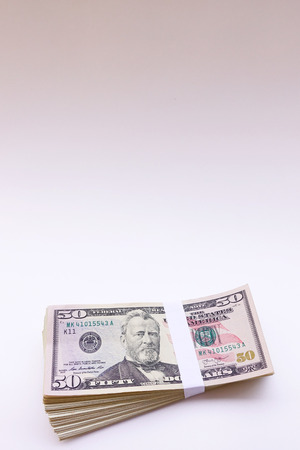 close up of banknote isolated on white backgroundの写真素材