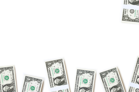 close up of banknote isolated on white backgroundの写真素材