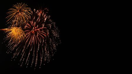 Beautiful firework display on sky at night for celebrationの写真素材