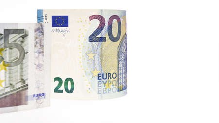 close up of banknote isolated on white backgroundの写真素材