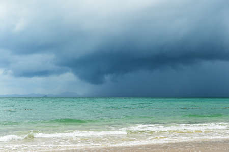 Landscape of cloudy and storm sky on the beachの写真素材