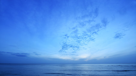 twilight sky after sunset above the seaの写真素材