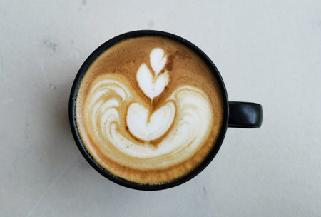 a cup of latte art coffee for background