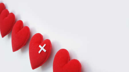 close up of red heart isolated on white backgroundの写真素材