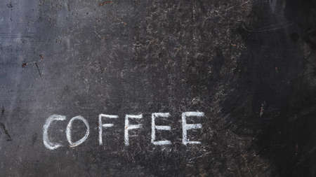close up of blackboard in front of coffee shop for backgroundの写真素材