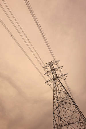 high voltage post.High-voltage tower sky background.