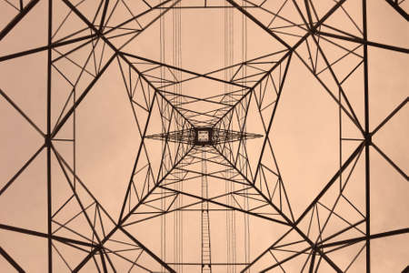 high voltage post.High-voltage tower sky background.の写真素材