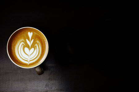 a cup of latte art coffee for backgroundの写真素材