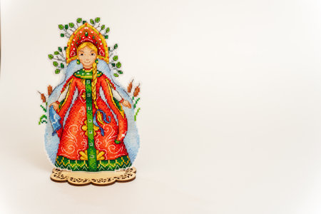 DIY. Embroidery. Handmade work. A fairy-tale character. The princess. Vasilisa the beautiful on a...