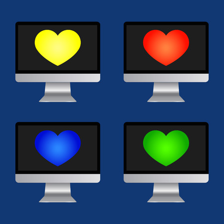 set icons with heartのイラスト素材