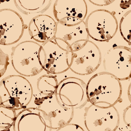 Vector seamless pattern of coffee stain on white backgroundのイラスト素材
