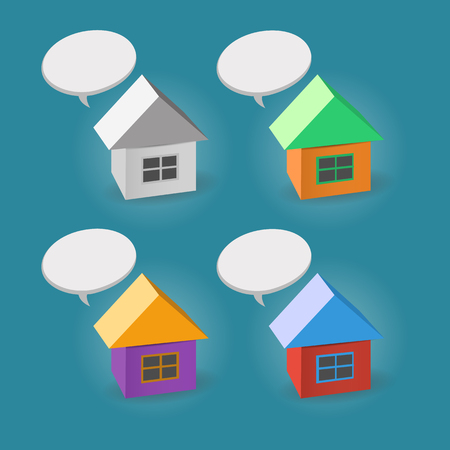 The simple color house icons isolated on the white backgroundのイラスト素材