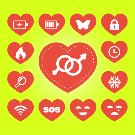 vector icons set with heartsのイラスト素材
