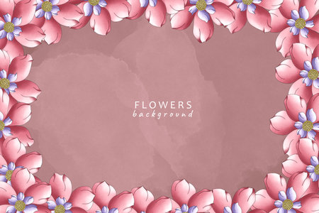 Floral background with pink flowers. illustration for your design.の写真素材