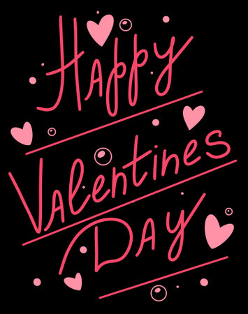 February 14 lettering, cute illustration with hearts, simple Valentine's Day illustration, holiday card, tag, Valentine's Day templateの写真素材