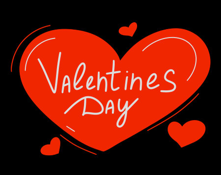 romantic phrase for Valentine's day with hearts, cute calligraphy lettering, simple style, romantic illustrationの写真素材