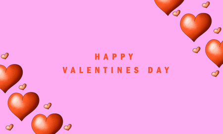 hand drawn background, valentine's day, template with hearts, design element, banner, wallpaperの写真素材