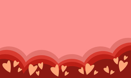 horizontal romantic pink background with hearts, hand drawn, valentines dayの写真素材